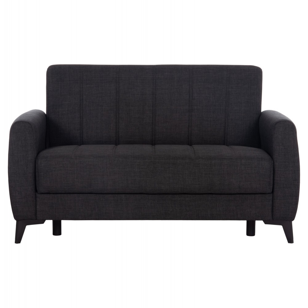 Καναπές-κρεβάτι "NIKKO" διθέσιος με αποθηκευτικό χώρο από ύφασμα σε χρώμα γκρι 144x75x84