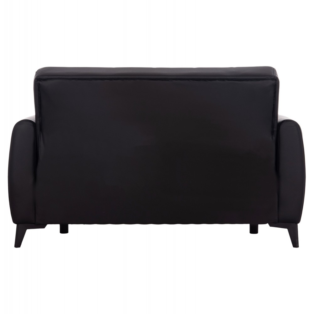 Καναπές-κρεβάτι "NIKKO" διθέσιος με αποθηκευτικό χώρο από pu σε χρώμα μαύρο 144x75x84