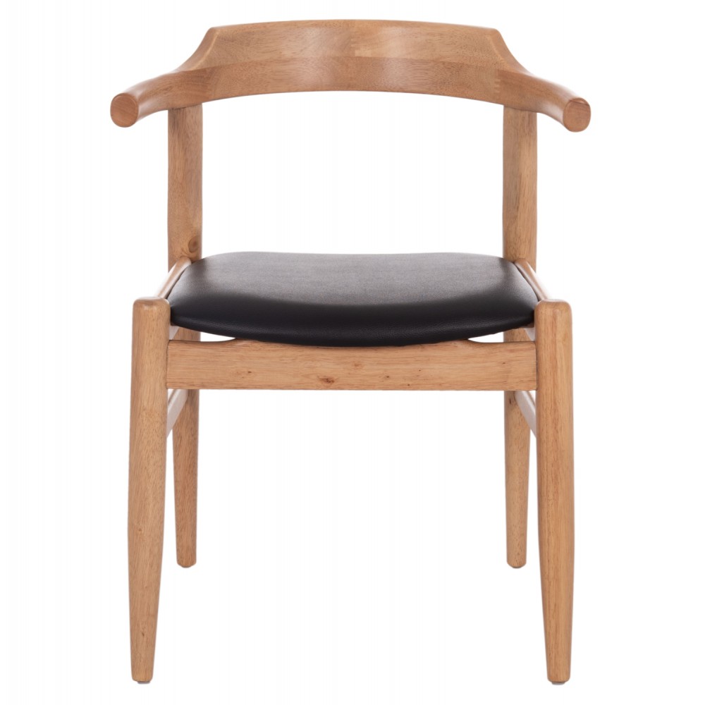 Πολυθρόνα τραπεζαρίας "CERSEI" από ξύλο/PU σε χρώμα φυσικό/μαύρο 57x53x72