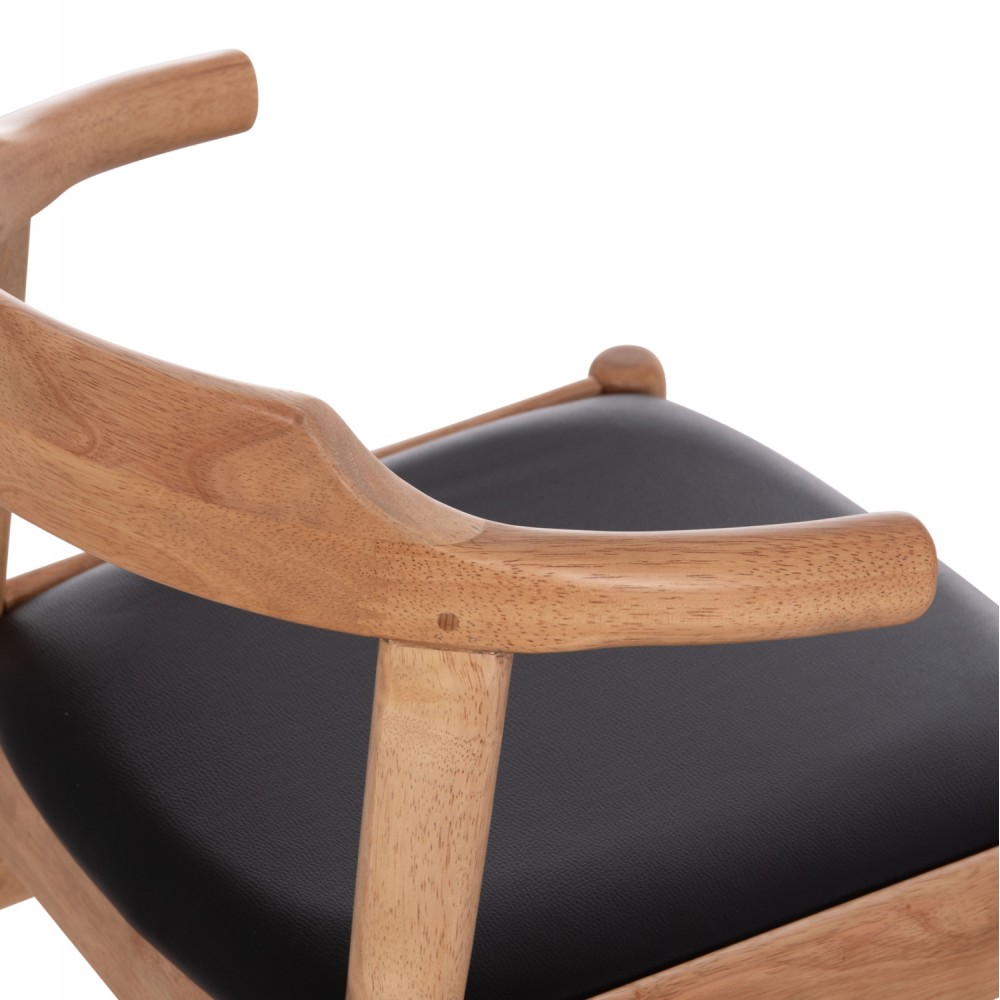 Πολυθρόνα τραπεζαρίας "CERSEI" από ξύλο/PU σε χρώμα φυσικό/μαύρο 57x53x72