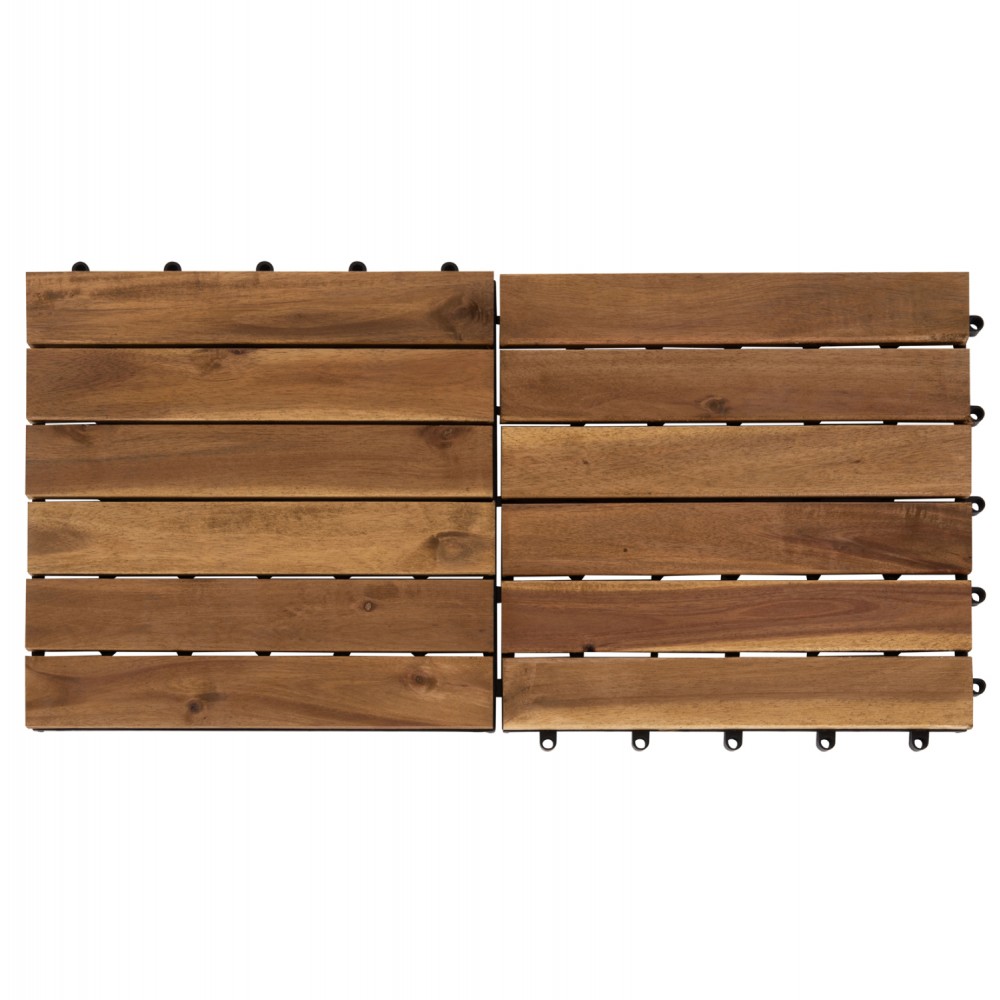 Σετ πλακάκια 10τμχ από μασίφ ξύλο ακακίας σε χρώμα φυσικό 30x30x2.4