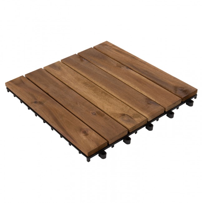 Σετ πλακάκια 10τμχ από μασίφ ξύλο ακακίας σε χρώμα φυσικό 30x30x2.4