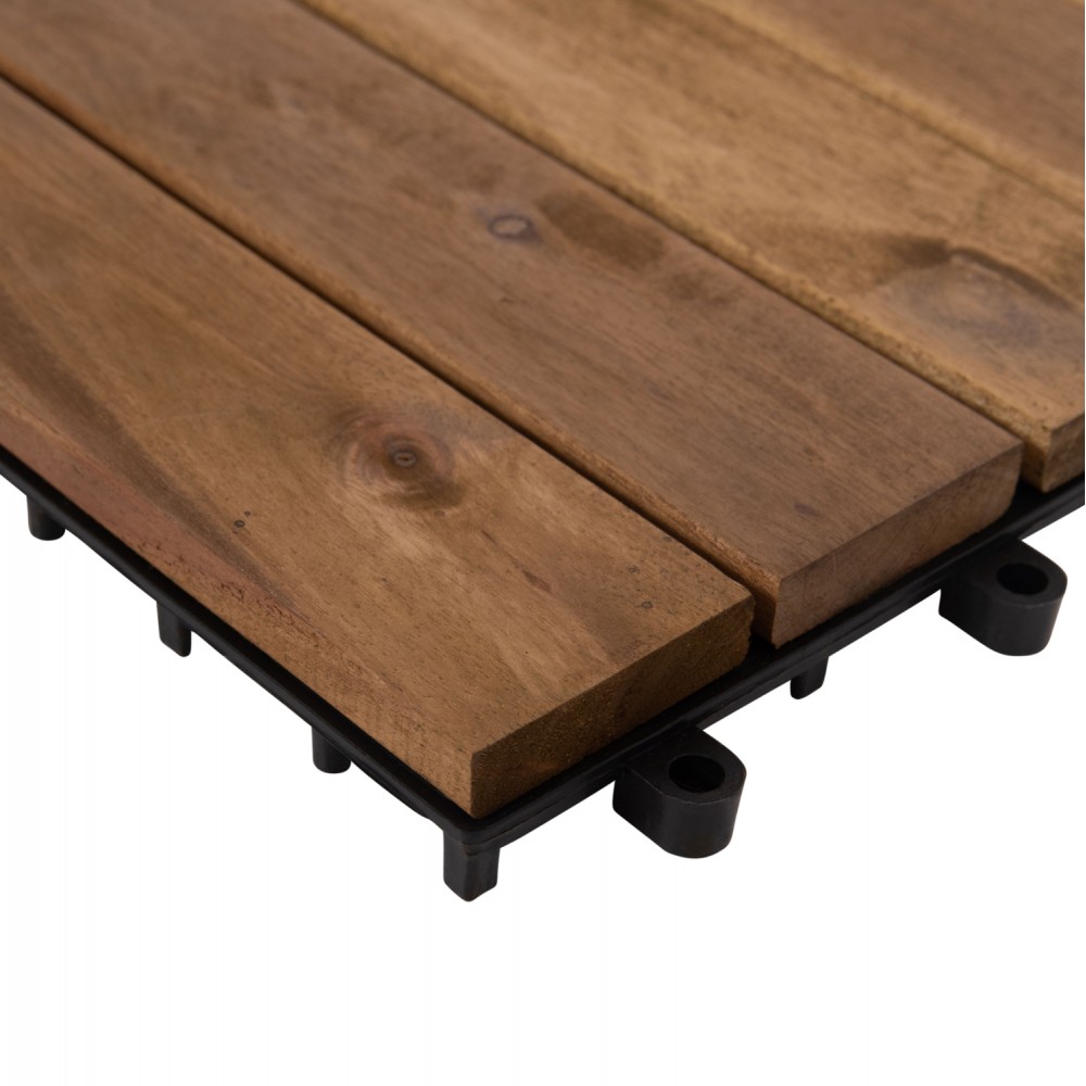 Σετ πλακάκια 10τμχ από μασίφ ξύλο ακακίας σε χρώμα φυσικό 30x30x2.4