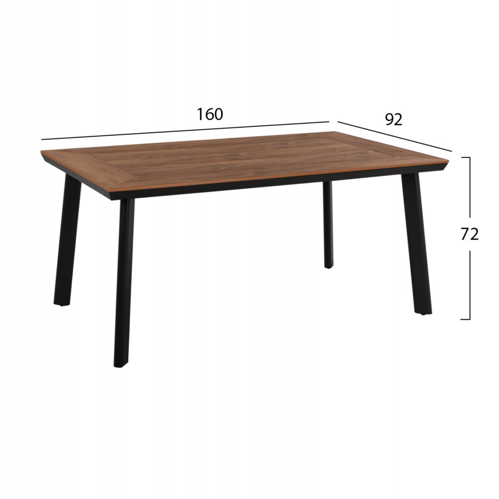 Σετ τραπεζαρίας "TABER" 7τμχ από αλουμίνιο/polywood σε χρώμα ανθρακί/φυσικό 160x92x72