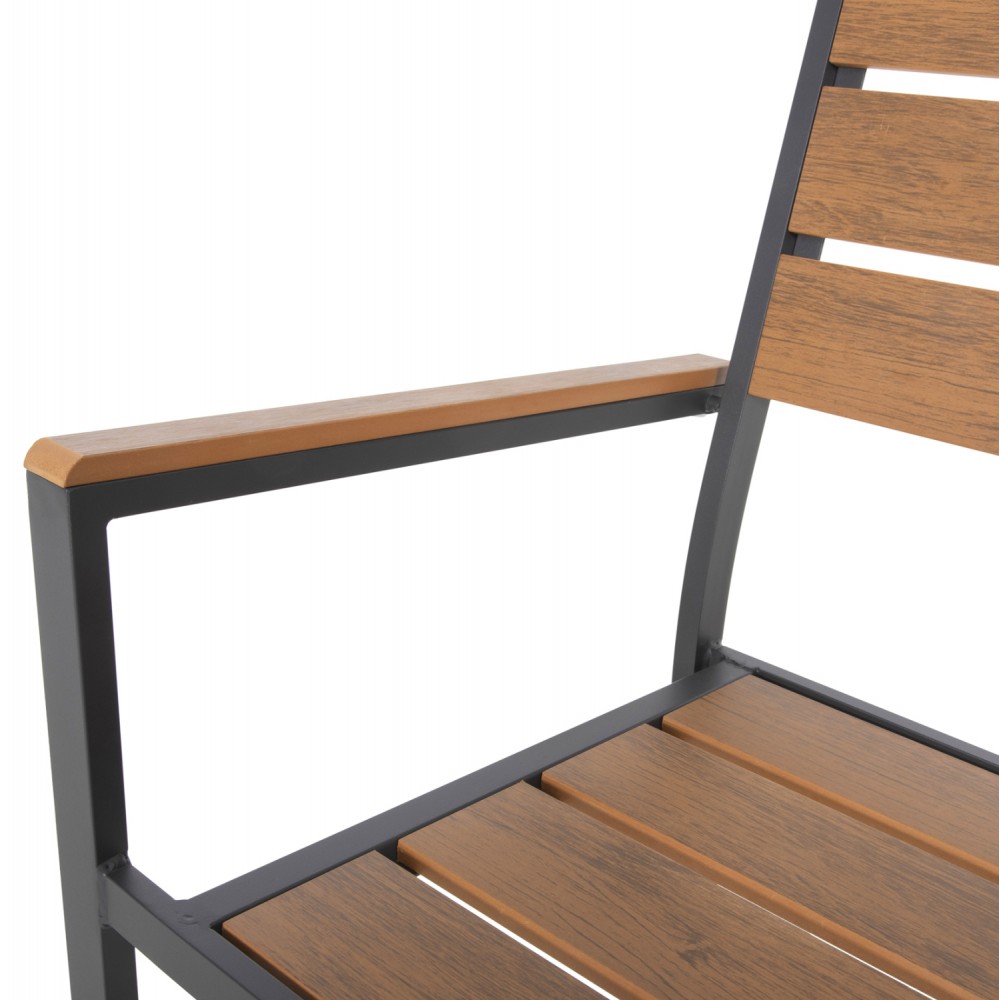 Σετ τραπεζαρίας "TABER" 7τμχ από αλουμίνιο/polywood σε χρώμα ανθρακί/φυσικό 160x92x72