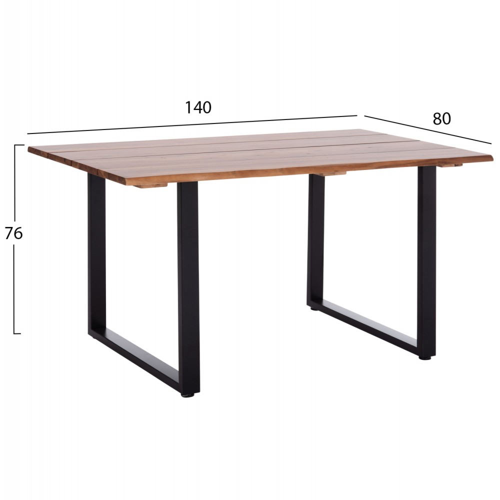 Τραπέζι τραπεζαρίας "FRIGGO" από ξύλο/μέταλλο σε χρώμα φυσικό/μαύρο 140x80x76
