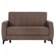 Καναπές-κρεβάτι "NIKKO" διθέσιος  με αποθηκευτικό χώρο από ύφασμα σε χρώμα καφέ 144x75x84
