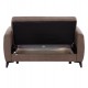 Καναπές-κρεβάτι "NIKKO" διθέσιος  με αποθηκευτικό χώρο από ύφασμα σε χρώμα καφέ 144x75x84