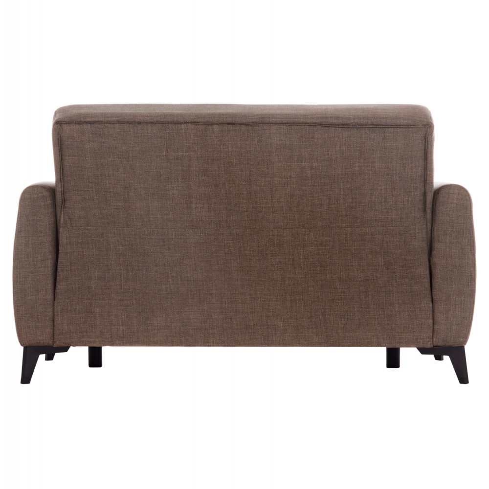 Καναπές-κρεβάτι "NIKKO" διθέσιος  με αποθηκευτικό χώρο από ύφασμα σε χρώμα καφέ 144x75x84