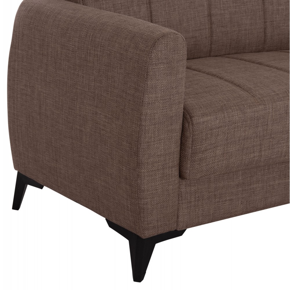 Καναπές-κρεβάτι "NIKKO" διθέσιος  με αποθηκευτικό χώρο από ύφασμα σε χρώμα καφέ 144x75x84