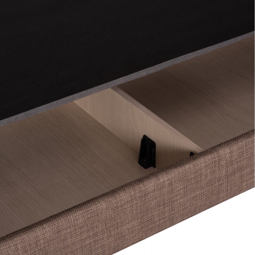 Καναπές-κρεβάτι "NIKKO" διθέσιος  με αποθηκευτικό χώρο από ύφασμα σε χρώμα καφέ 144x75x84