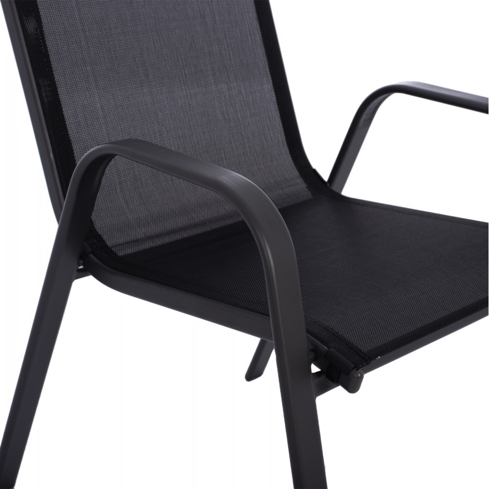 Σετ τραπεζαρίας 5τμχ από μέταλλο/textilene σε χρώμα μαύρο 110x60x71