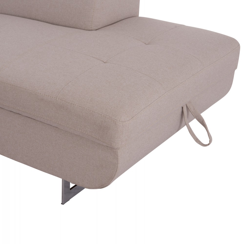 Καναπές-κρεβάτι "ENCORE" δεξιά γωνία με αποθηκευτικό χώρο από ύφασμα σε χρώμα μπεζ 285x205x90