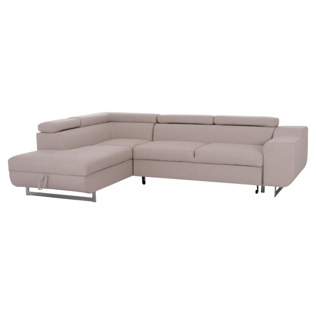Καναπές-κρεβάτι "ENCORE" αριστερή γωνία με αποθηκευτικό χώρο από ύφασμα σε χρώμα μπεζ 285x205x90
