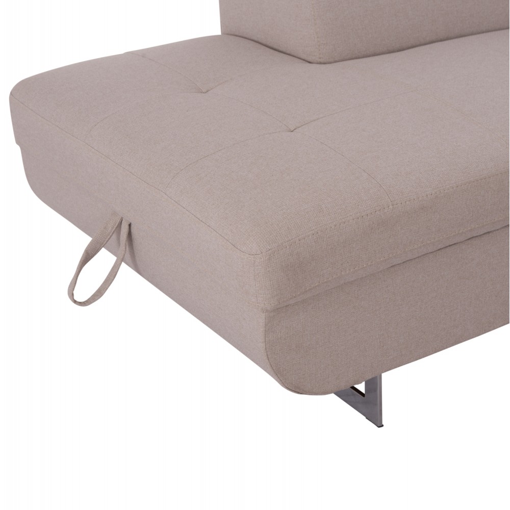 Καναπές-κρεβάτι "ENCORE" αριστερή γωνία με αποθηκευτικό χώρο από ύφασμα σε χρώμα μπεζ 285x205x90