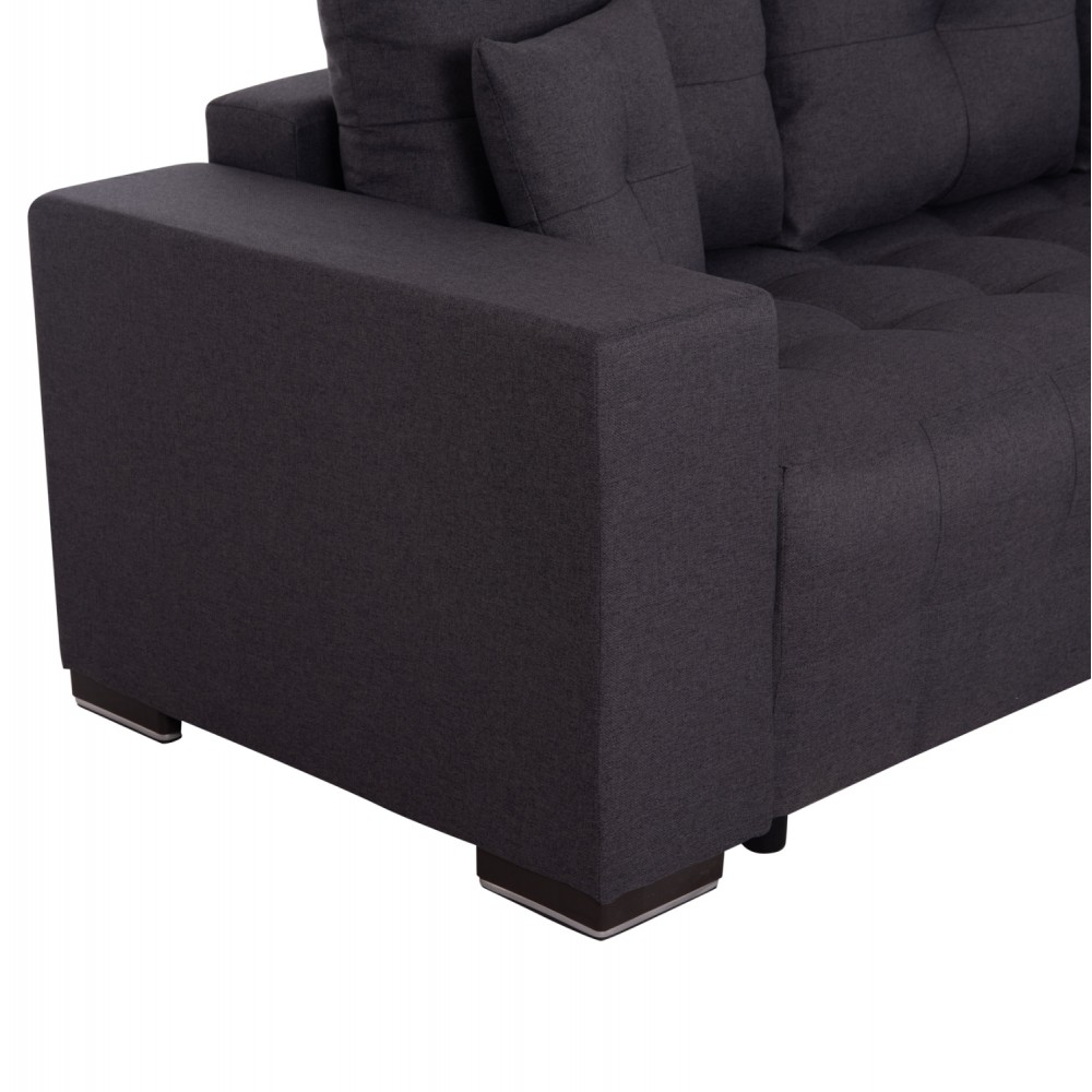 Καναπές-κρεβάτι "TRENDSTON" δεξιά γωνία με αποθηκευτικό χώρο από ύφασμα σε χρώμα γκρι 298x177x95