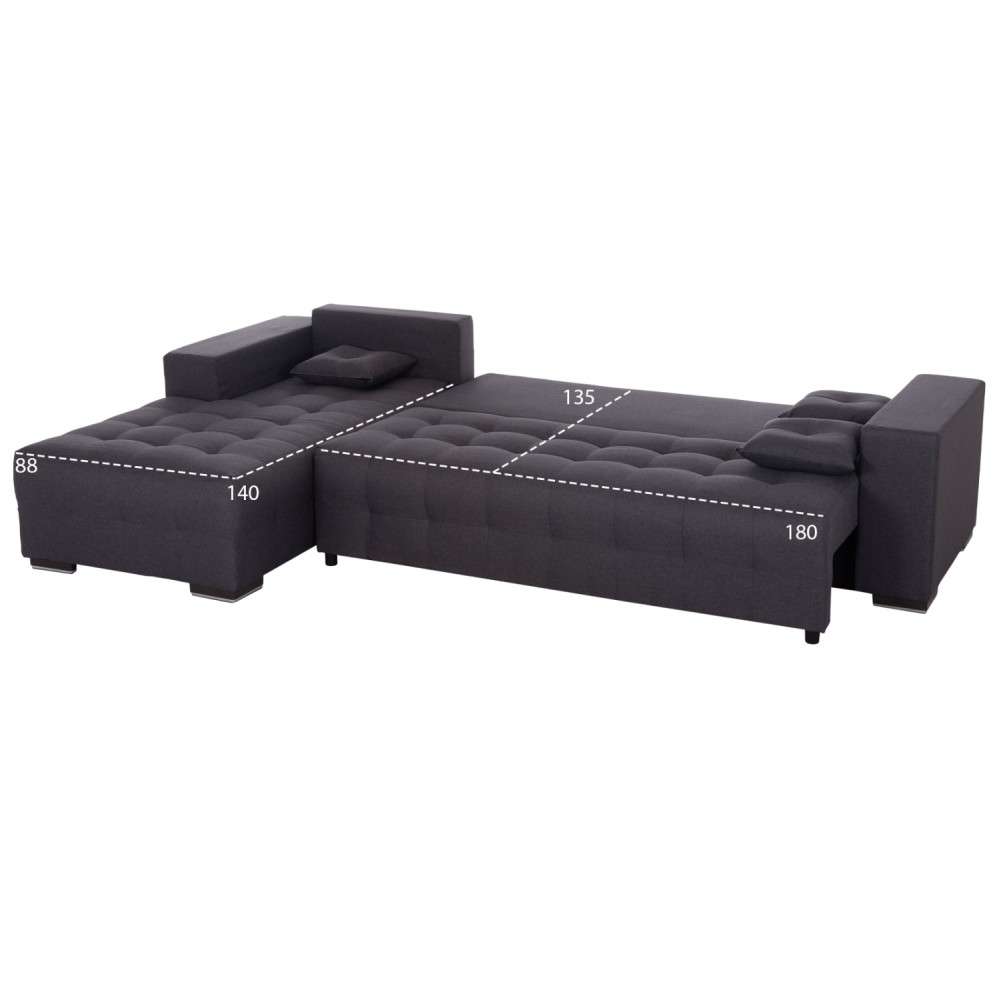 Καναπές-κρεβάτι "TRENDSTON" αριστερή γωνία με αποθηκευτικό χώρο από ύφασμα σε χρώμα γκρι 298x177x95