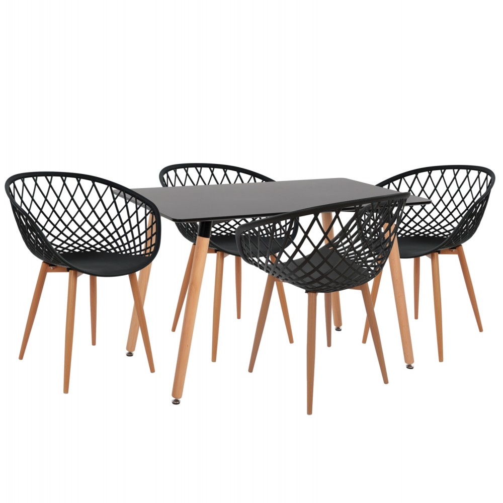 Σετ τραπεζαρίας "ARIADNE" από ξύλο/mdf/pp σε χρώμα μαύρο/φυσικό 120x80x73