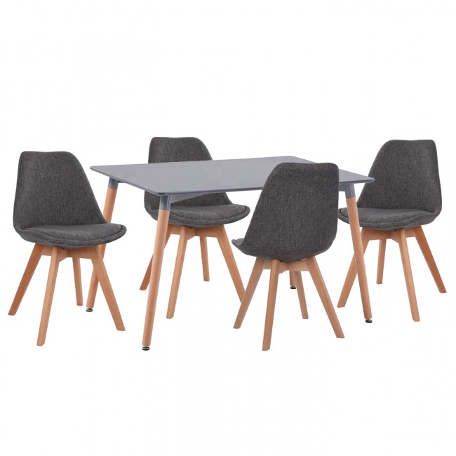 Σετ τραπεζαρίας "LIO" 5τμχ από ξύλο/mdf/ύφασμα σε χρώμα γκρι/φυσικό 120x80x73