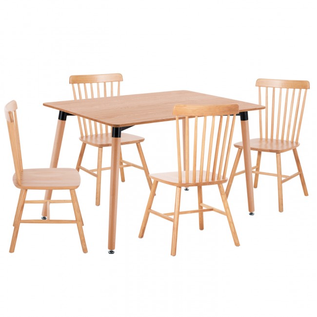 Σετ τραπεζαρίας "LUCIEN" 5τμχ από ξύλο/mdf σε χρώμα φυσικό 120x80x73