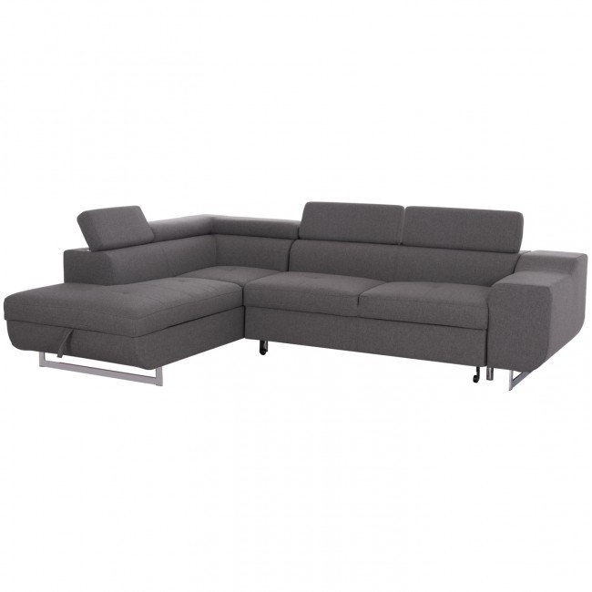 Καναπές-κρεβάτι "ENCORE" αριστερή γωνία με αποθηκευτικό χώρο από ύφασμα σε χρώμα γκρι 285x205x90
