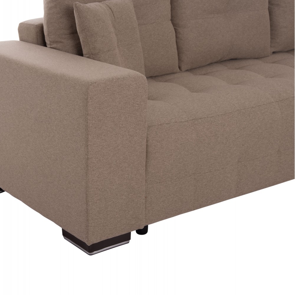 Καναπές-κρεβάτι "TRENDSTON" δεξιά γωνία με αποθηκευτικό χώρο από ύφασμα σε χρώμα μπεζ 298x177x95