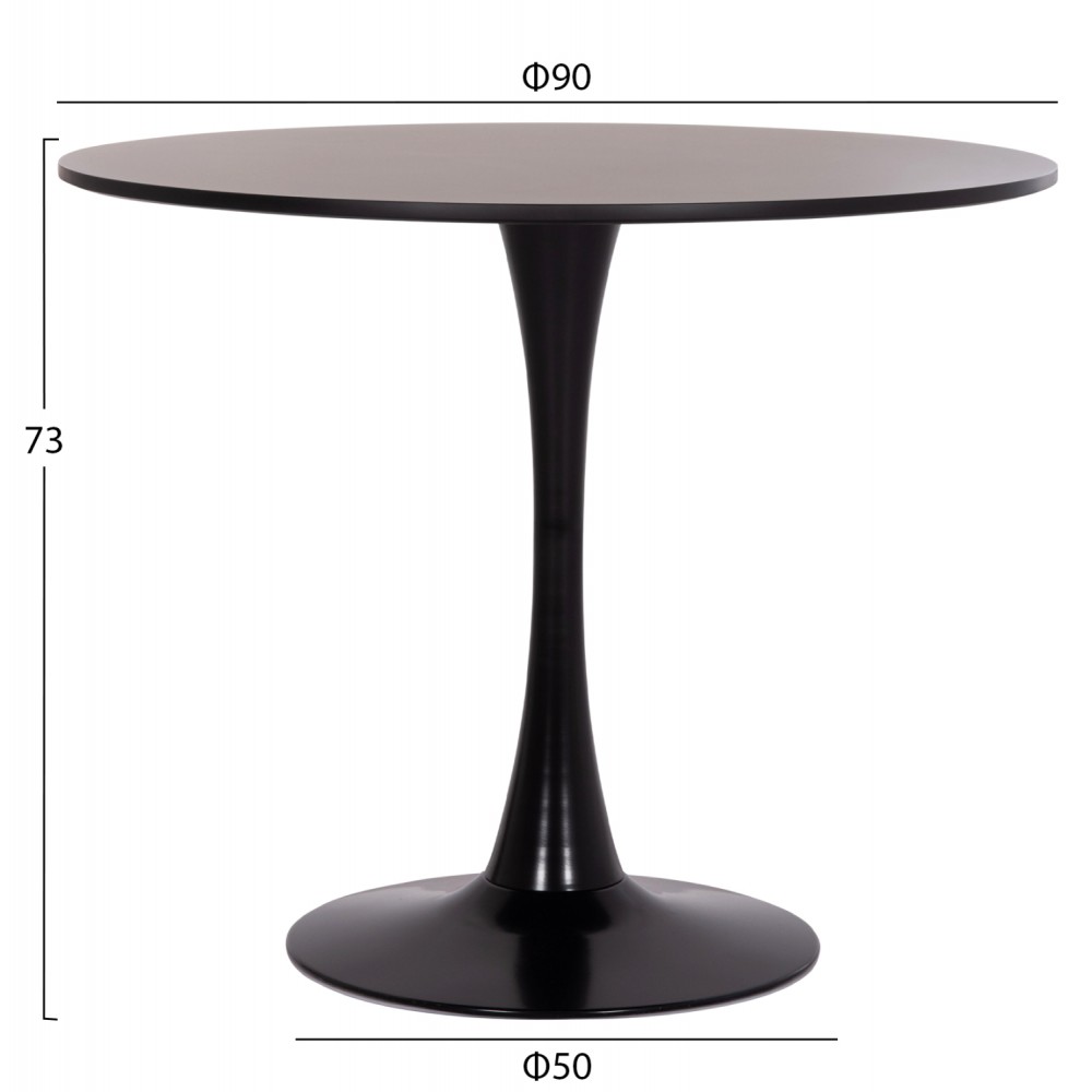 Σετ τραπεζαρίας "BROLIN" 5τμχ από mdf/μέταλλο/ύφασμα σε χρώμα μαύρο/σκούρο γκρι Φ90x73