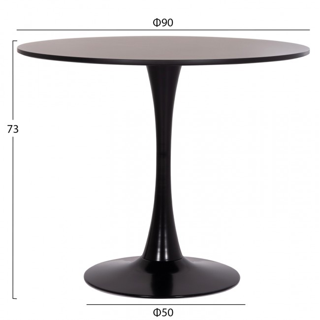 Σετ τραπεζαρίας "BROLIN" 5τμχ από mdf/μέταλλο/ύφασμα σε χρώμα μαύρο/σκούρο γκρι Φ90x73