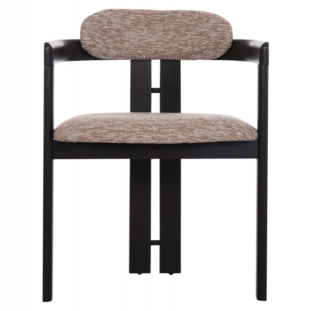 Πολυθρόνα τραπεζαρίας "KALL" από plywood/ύφασμα σε χρώμα μαύρο/καφέ 56x45x73
