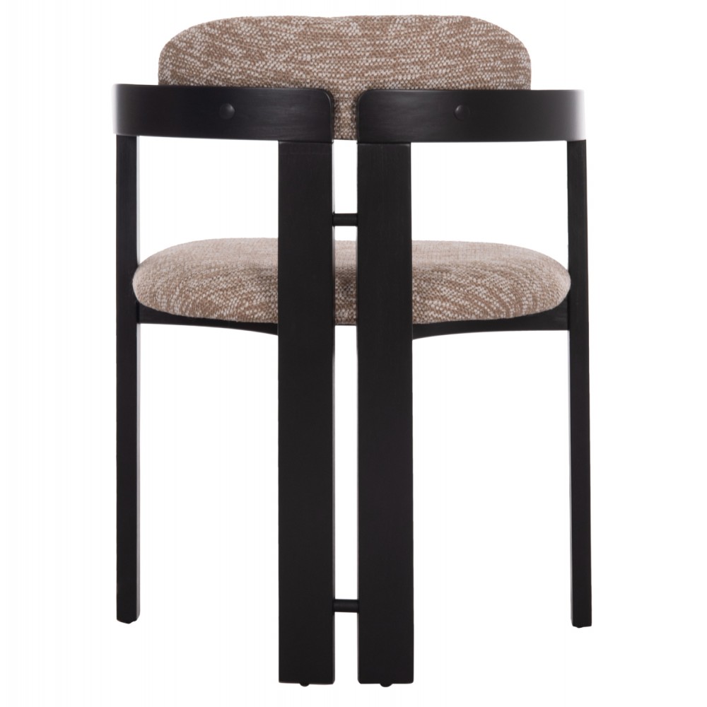 Πολυθρόνα τραπεζαρίας "KALL" από plywood/ύφασμα σε χρώμα μαύρο/καφέ 56x45x73