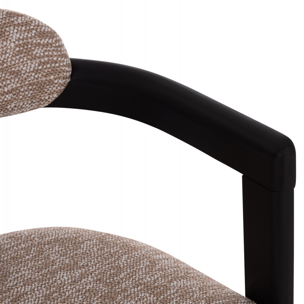 Πολυθρόνα τραπεζαρίας "KALL" από plywood/ύφασμα σε χρώμα μαύρο/καφέ 56x45x73