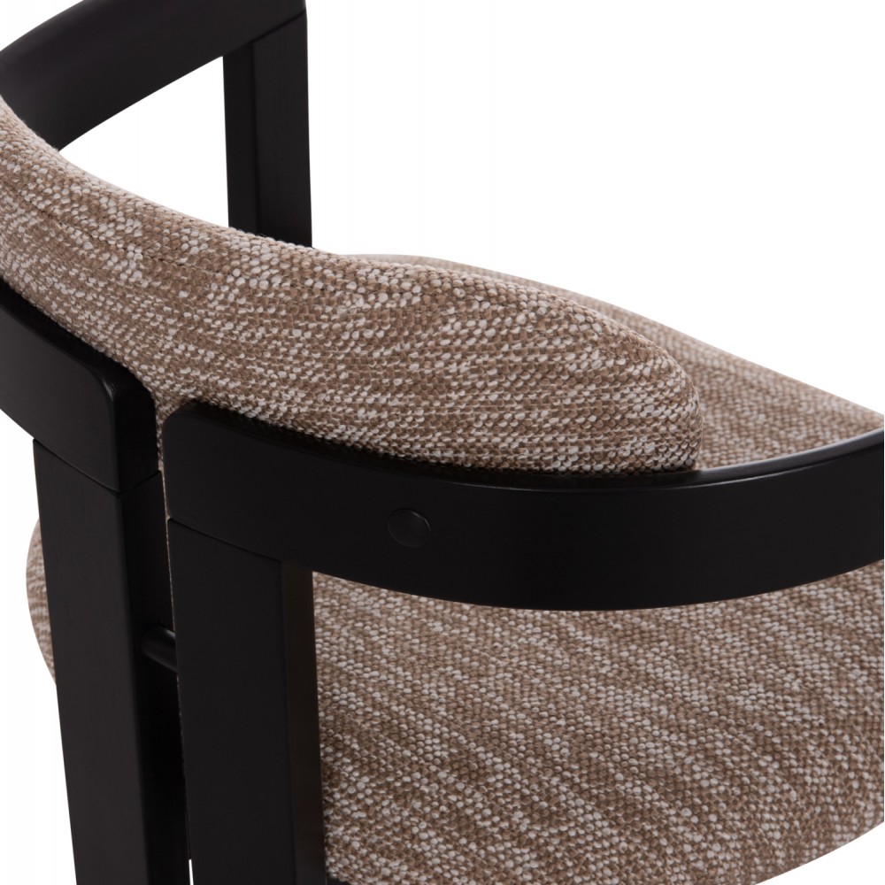 Πολυθρόνα τραπεζαρίας "KALL" από plywood/ύφασμα σε χρώμα μαύρο/καφέ 56x45x73