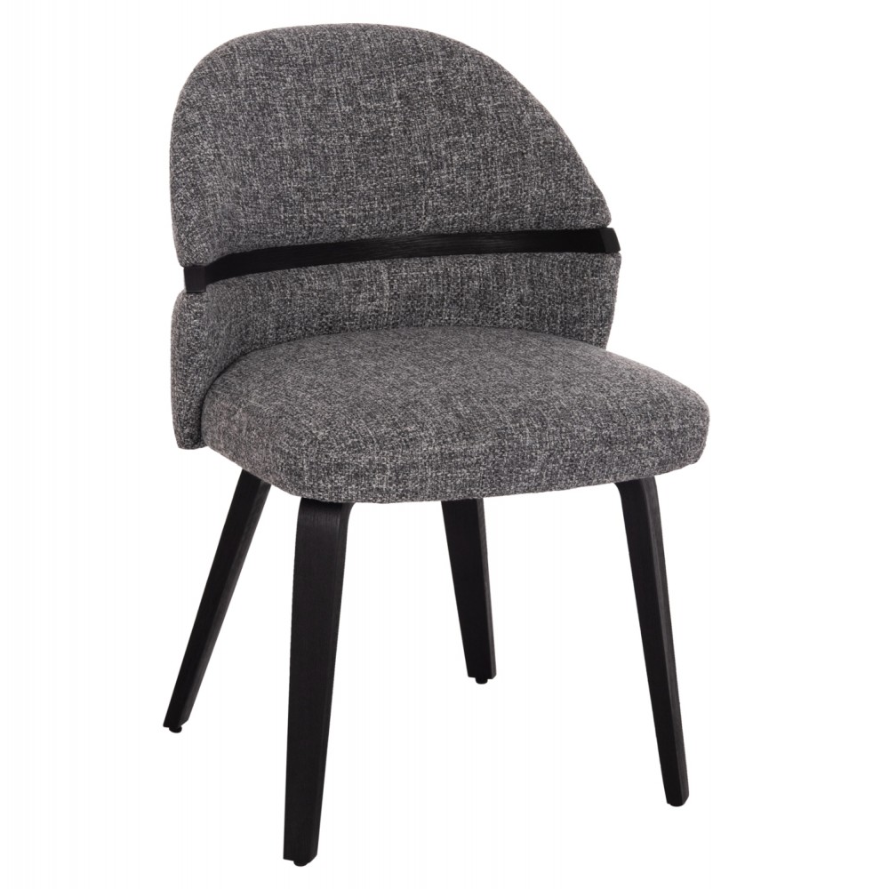 Καρέκλα τραπεζαρίας "DEKKER" από plywood/ύφασμα σε χρώμα μαύρο/γκρι 50x60x80