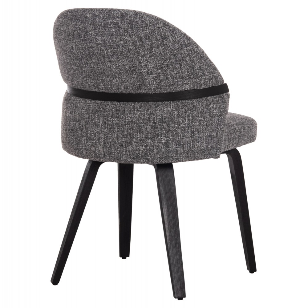 Καρέκλα τραπεζαρίας "DEKKER" από plywood/ύφασμα σε χρώμα μαύρο/γκρι 50x60x80