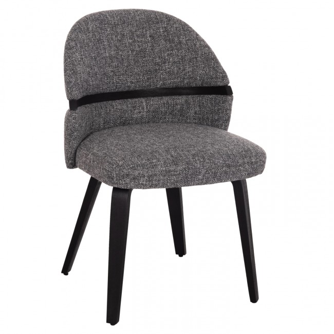 Καρέκλα τραπεζαρίας "DEKKER" από plywood/ύφασμα σε χρώμα μαύρο/γκρι 50x60x80