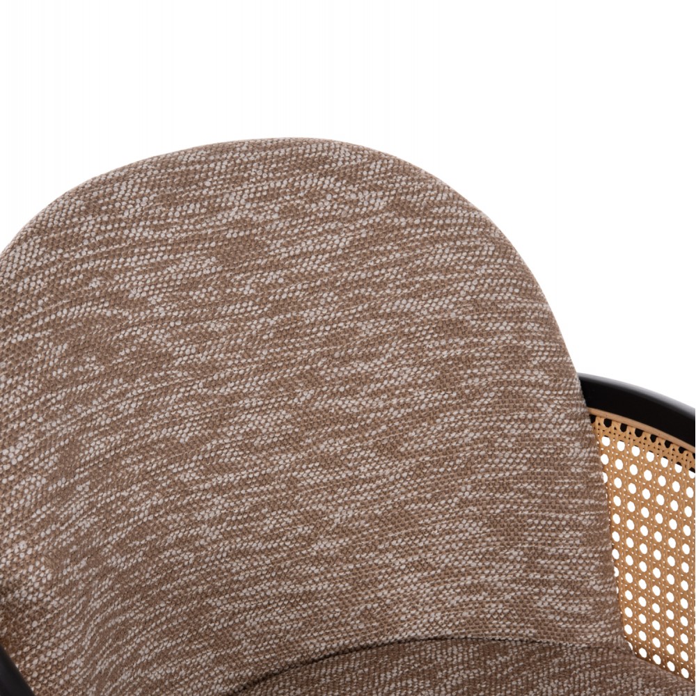 Πολυθρόνα τραπεζαρίας "BECKER" από plywood/ύφασμα σε χρώμα μαύρο/καφέ 54x62x79