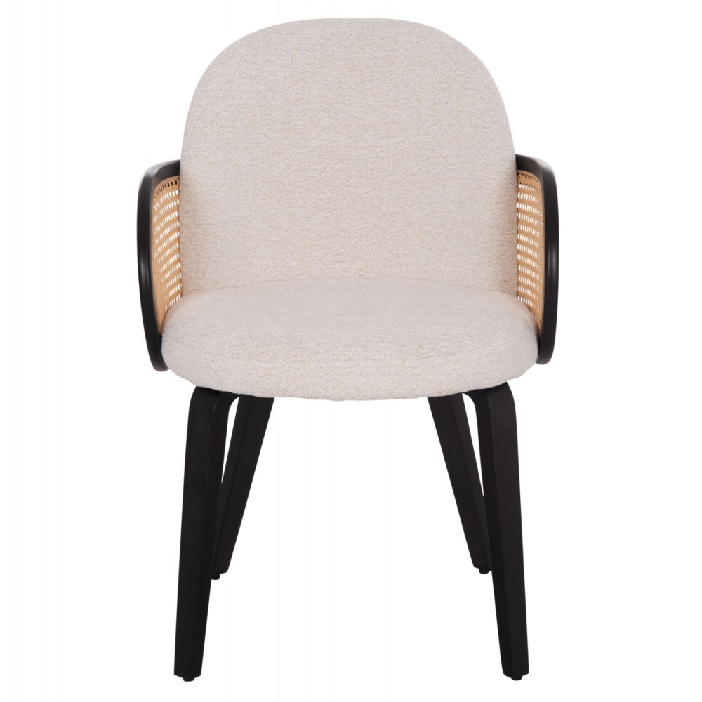 Πολυθρόνα τραπεζαρίας "BECKER" από plywood/ύφασμα σε χρώμα μαύρο/εκρού 54x62x79