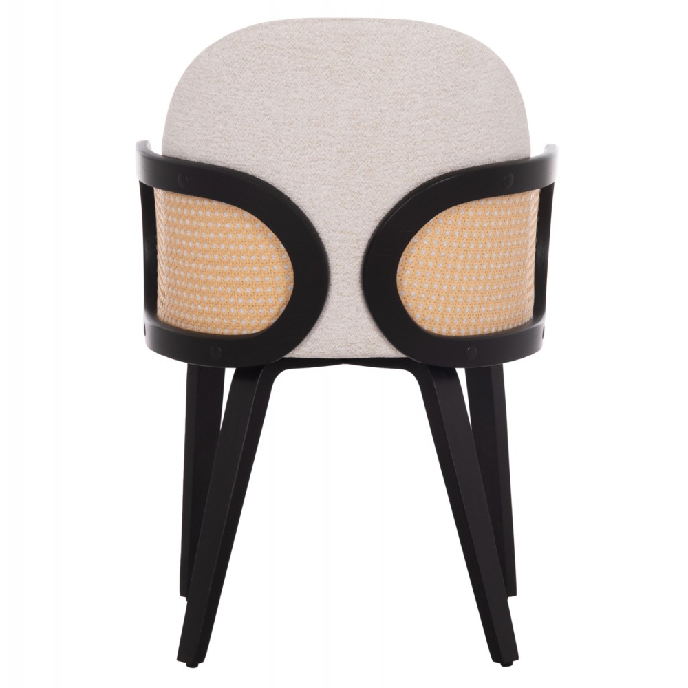 Πολυθρόνα τραπεζαρίας "BECKER" από plywood/ύφασμα σε χρώμα μαύρο/εκρού 54x62x79