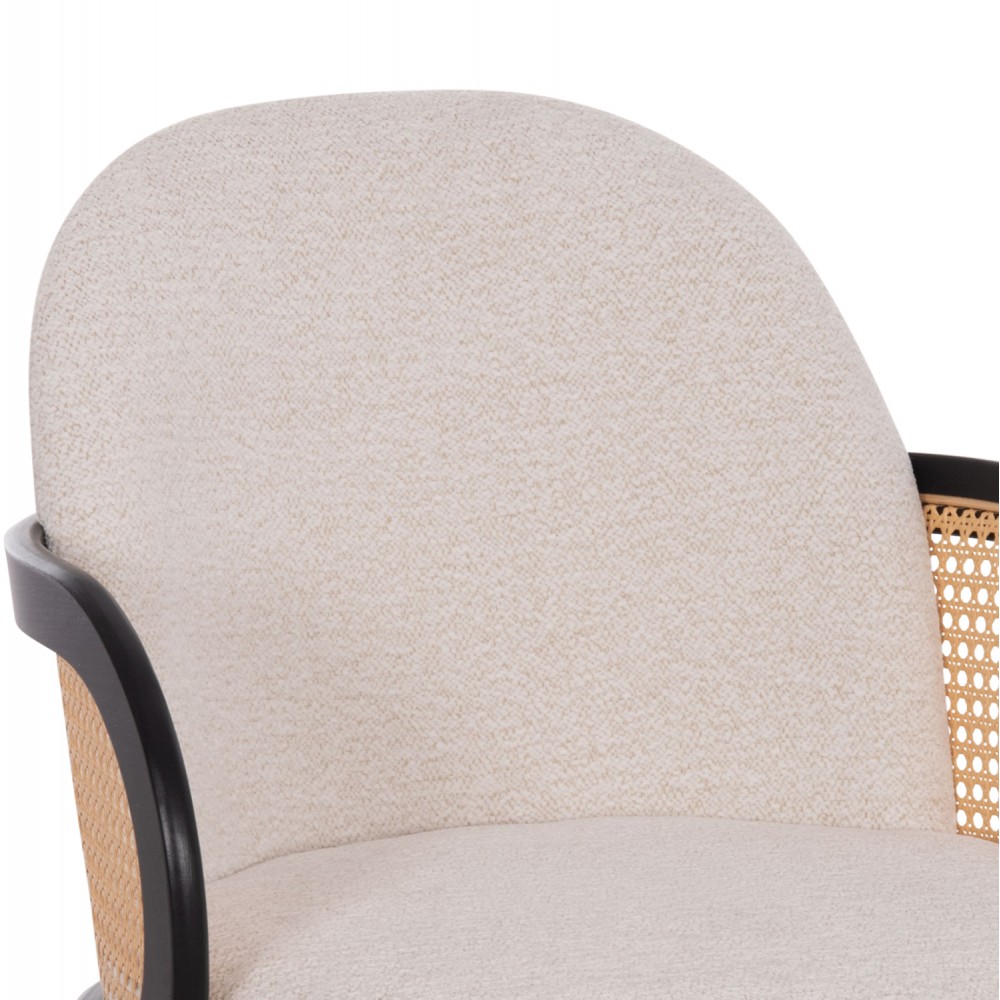 Πολυθρόνα τραπεζαρίας "BECKER" από plywood/ύφασμα σε χρώμα μαύρο/εκρού 54x62x79