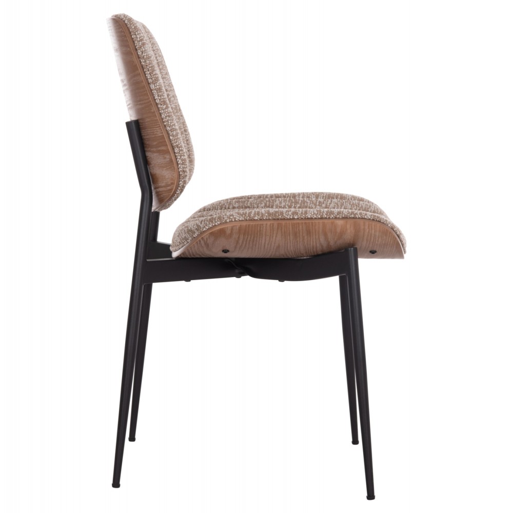 Καρέκλα τραπεζαρίας ''CONTI'' από μέταλλο/ύφασμα σε χρώμα μαύρο/καφέ 49x56x82