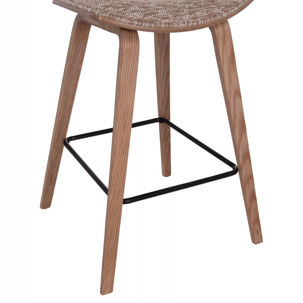 Σκαμπό μπαρ μεσαίου ύψους ''INOVER'' από ξύλο/ύφασμα σε χρώμα whitewash/καφέ 50x48x90