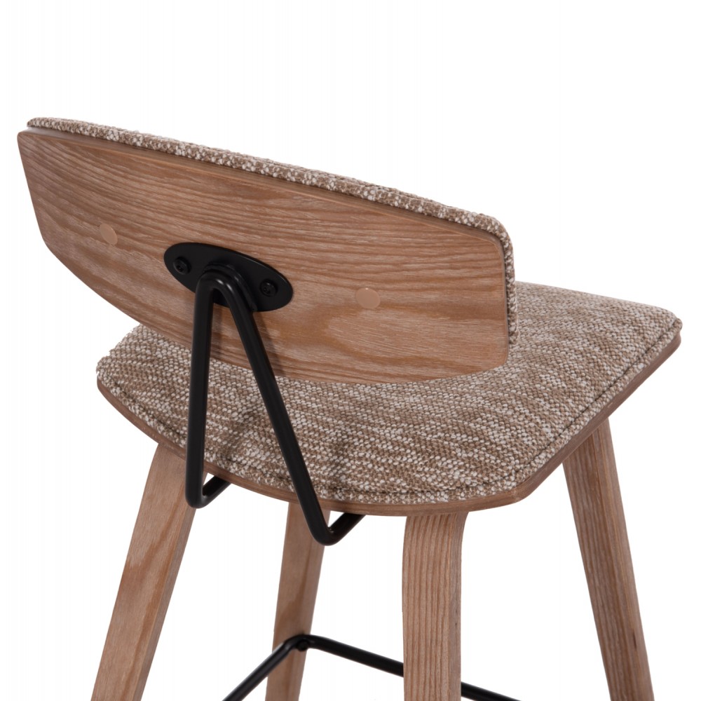 Σκαμπό μπαρ μεσαίου ύψους ''INOVER'' από ξύλο/ύφασμα σε χρώμα whitewash/καφέ 50x48x90