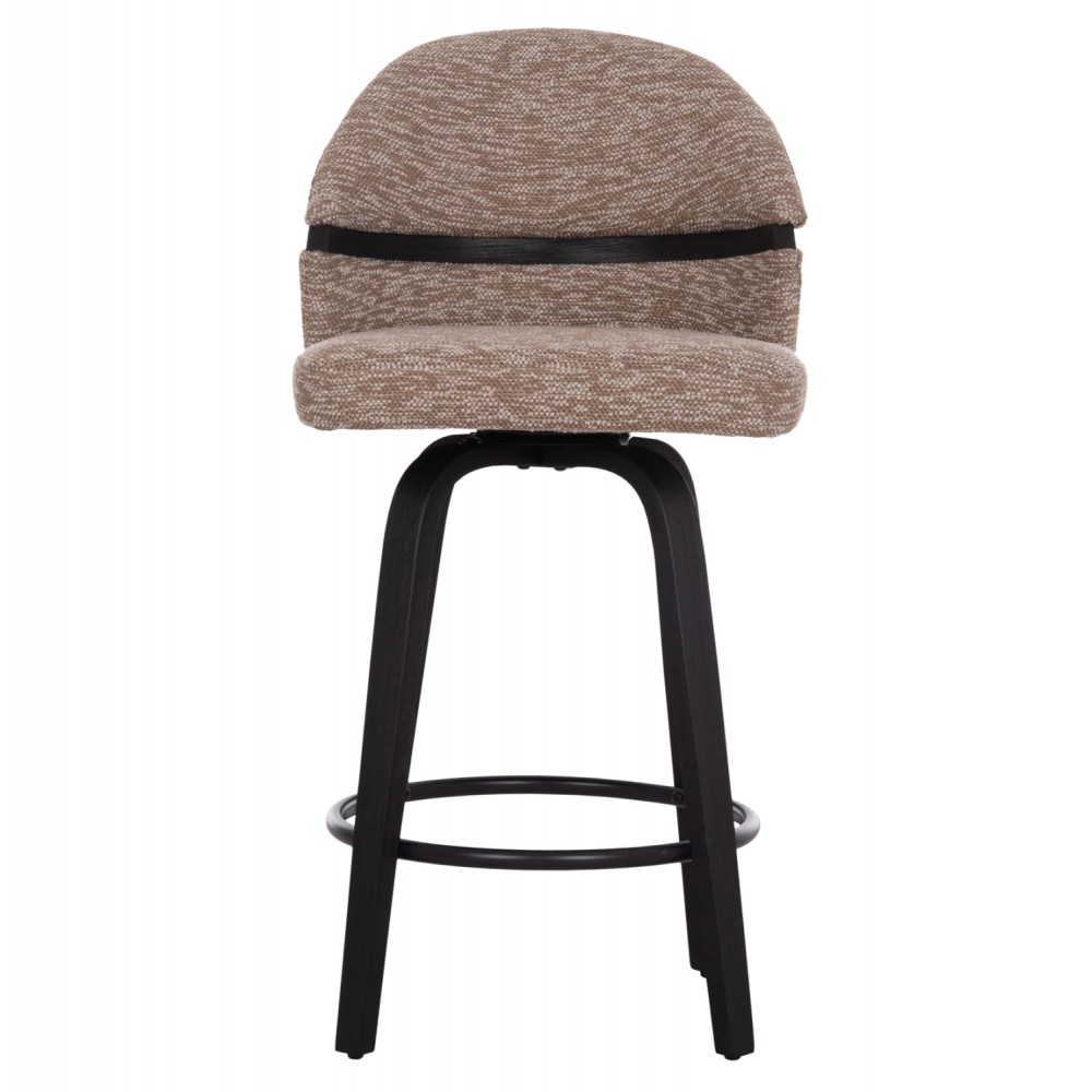 Σκαμπό μπαρ μεσαίου ύψους "DEKKER" από plywood/ύφασμα σε χρώμα μαύρο/καφέ 48x54x96