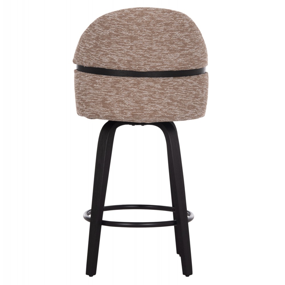 Σκαμπό μπαρ μεσαίου ύψους "DEKKER" από plywood/ύφασμα σε χρώμα μαύρο/καφέ 48x54x96