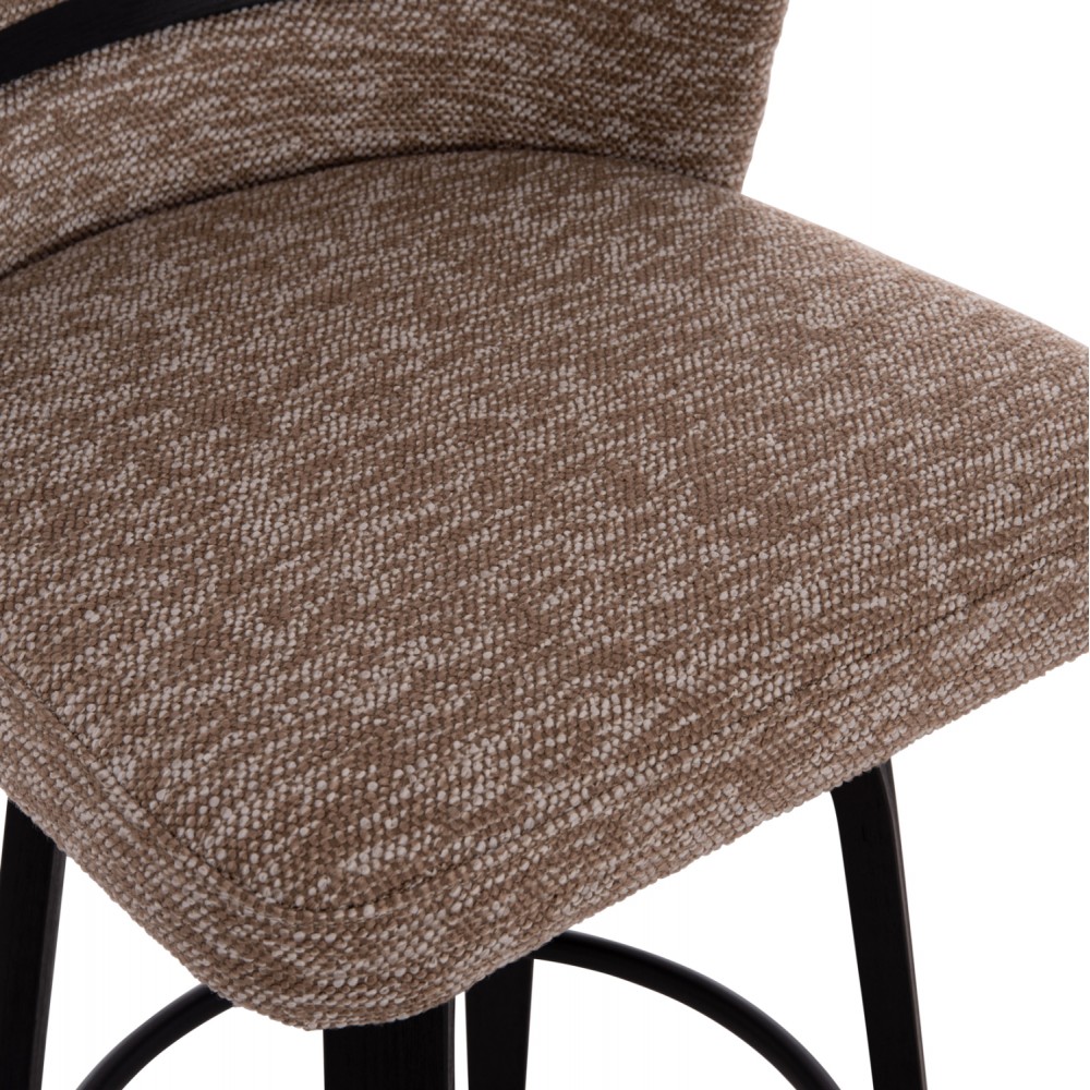 Σκαμπό μπαρ μεσαίου ύψους "DEKKER" από plywood/ύφασμα σε χρώμα μαύρο/καφέ 48x54x96