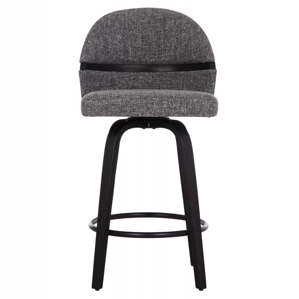 Σκαμπό μπαρ μεσαίου ύψους "DEKKER" από plywood/ύφασμα σε χρώμα μαύρο/γκρι 48x54x96