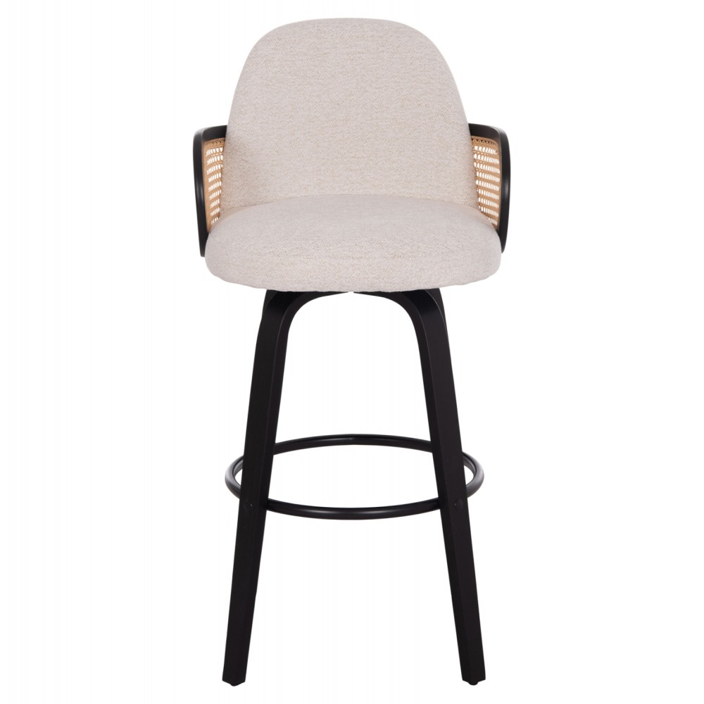 Σκαμπό μπαρ "BECKER" από plywood/ύφασμα σε χρώμα μαύρο/εκρού 50x52x100