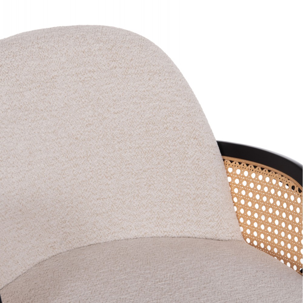 Σκαμπό μπαρ "BECKER" από plywood/ύφασμα σε χρώμα μαύρο/εκρού 50x52x100