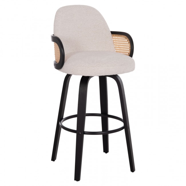 Σκαμπό μπαρ "BECKER" από plywood/ύφασμα σε χρώμα μαύρο/εκρού 50x52x100