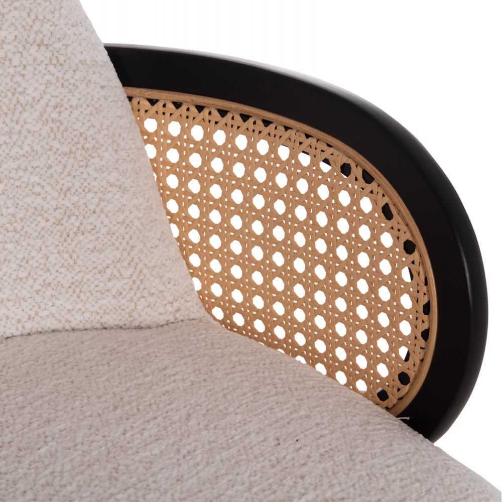 Σκαμπό μπαρ "BECKER" από plywood/ύφασμα σε χρώμα μαύρο/εκρού 50x52x100